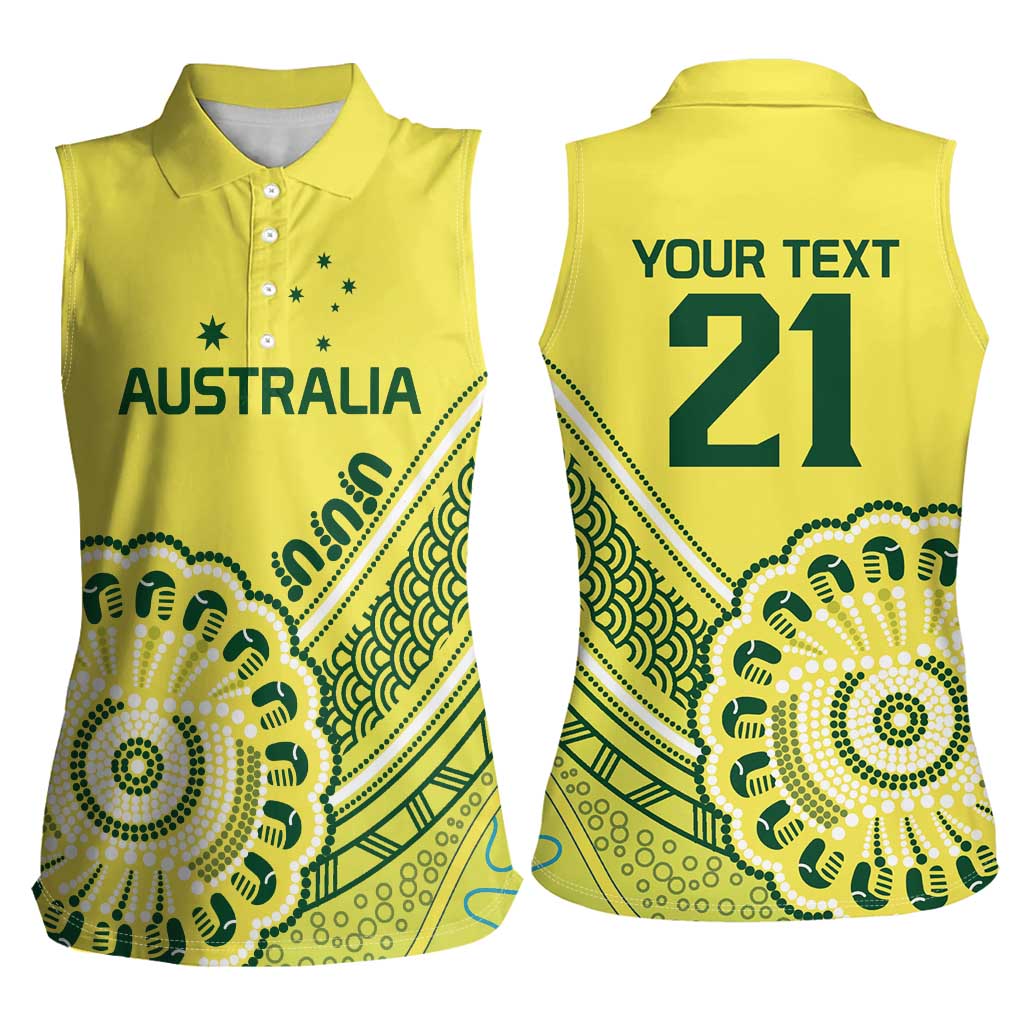 Custom Cricket Aussie Pride Women Sleeveless Polo Shirt Aboriginal Dot Art Cricket - Aussie Hoodie