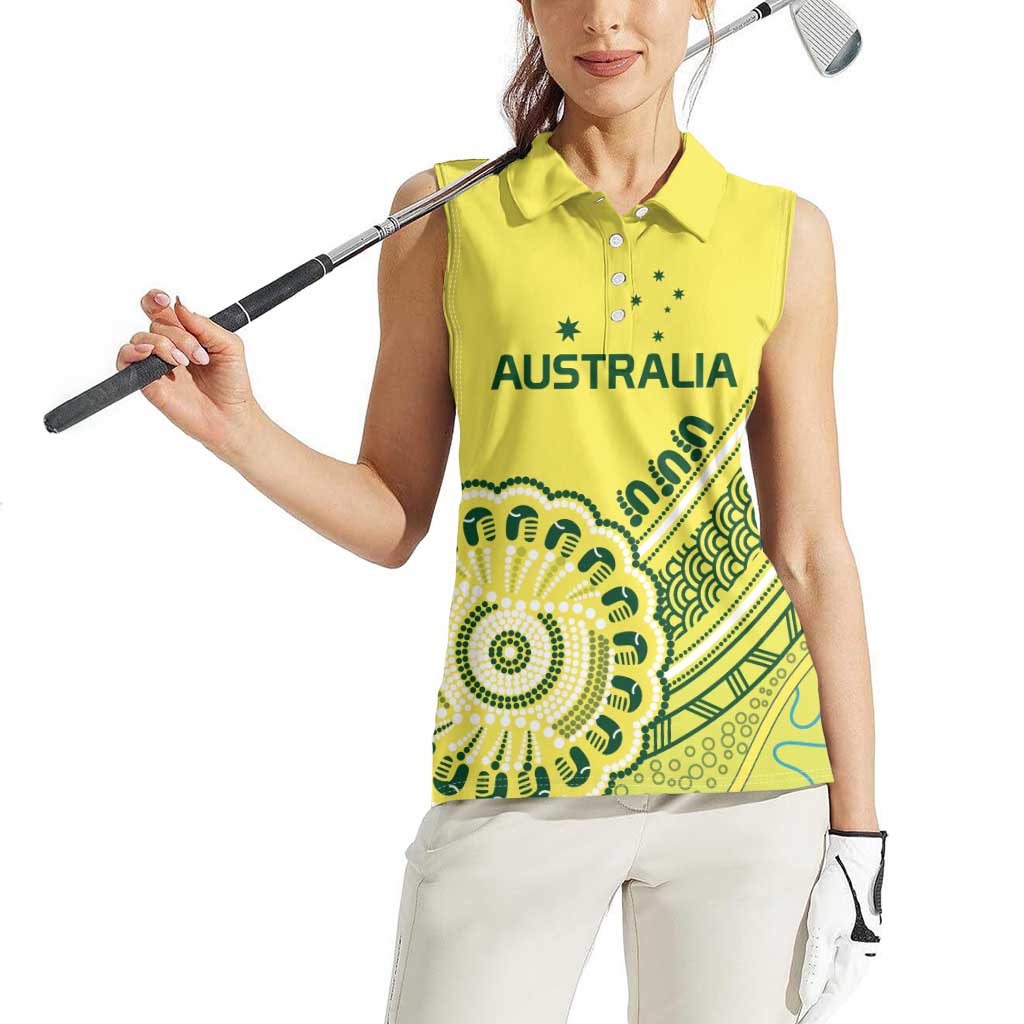 Custom Cricket Aussie Pride Women Sleeveless Polo Shirt Aboriginal Dot Art Cricket - Aussie Hoodie