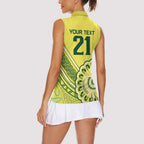 Custom Cricket Aussie Pride Women Sleeveless Polo Shirt Aboriginal Dot Art Cricket - Aussie Hoodie
