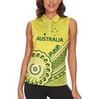 Custom Cricket Aussie Pride Women Sleeveless Polo Shirt Aboriginal Dot Art Cricket - Aussie Hoodie