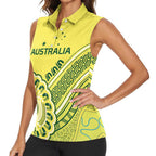 Custom Cricket Aussie Pride Women Sleeveless Polo Shirt Aboriginal Dot Art Cricket - Aussie Hoodie