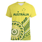 Custom Cricket Aussie Pride Women V-Neck T-Shirt Aboriginal Dot Art Cricket - Aussie Hoodie