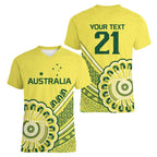 Custom Cricket Aussie Pride Women V-Neck T-Shirt Aboriginal Dot Art Cricket - Aussie Hoodie