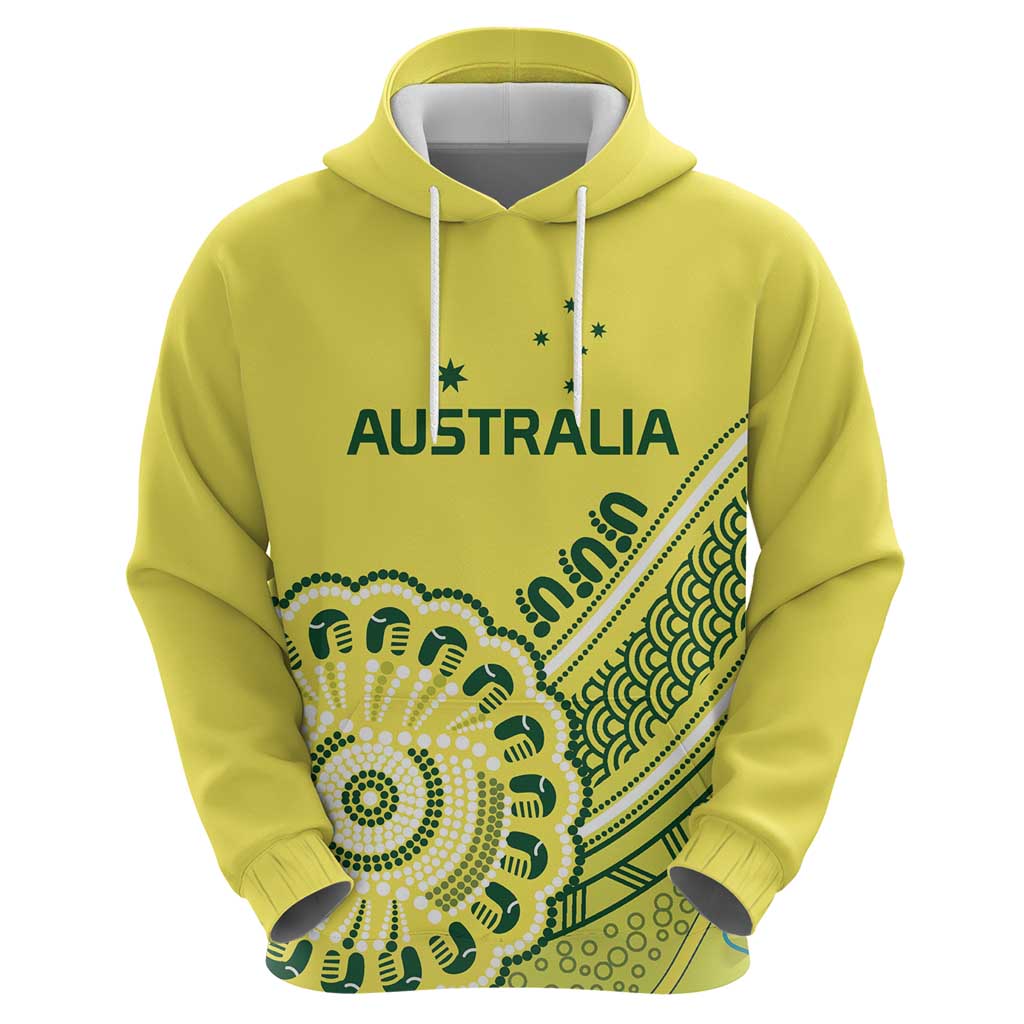 Custom Cricket Aussie Pride Zip Hoodie Aboriginal Dot Art Cricket - Aussie Hoodie