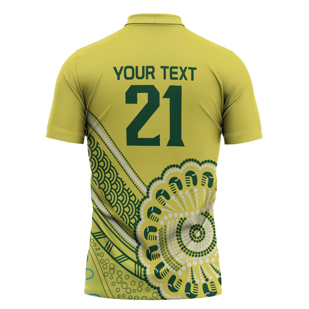 Custom Cricket Aussie Pride Zipper Polo Shirt Aboriginal Dot Art Cricket - Aussie Hoodie