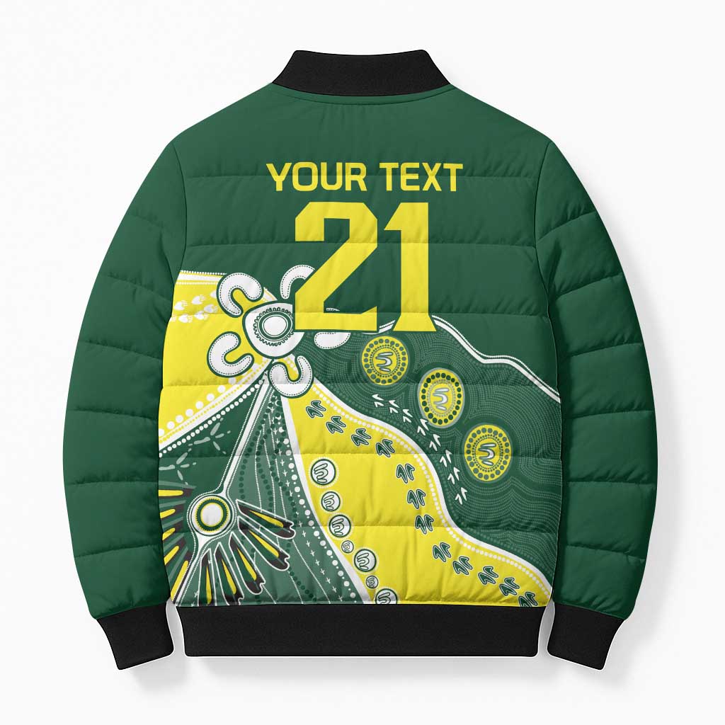Custom Cricket Aussie Pride Bomber Puffer Jacket Indigenous Inspired - Aussie Hoodie