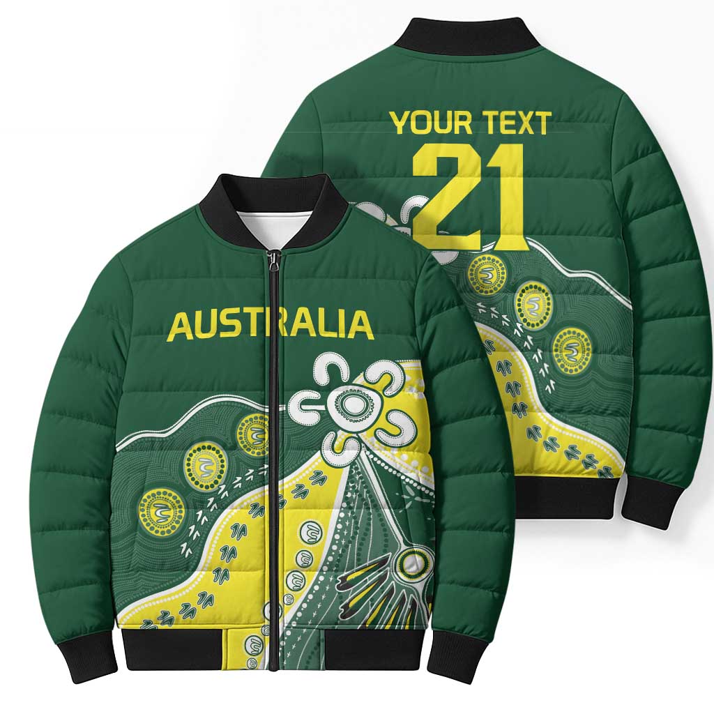 Custom Cricket Aussie Pride Bomber Puffer Jacket Indigenous Inspired - Aussie Hoodie
