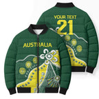 Custom Cricket Aussie Pride Bomber Puffer Jacket Indigenous Inspired - Aussie Hoodie