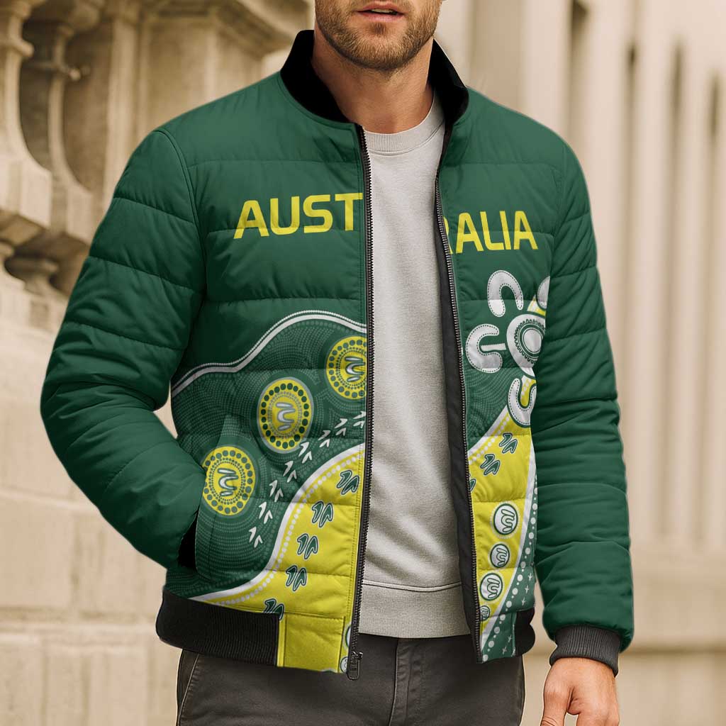 Custom Cricket Aussie Pride Bomber Puffer Jacket Indigenous Inspired - Aussie Hoodie