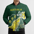 Custom Cricket Aussie Pride Bomber Puffer Jacket Indigenous Inspired - Aussie Hoodie