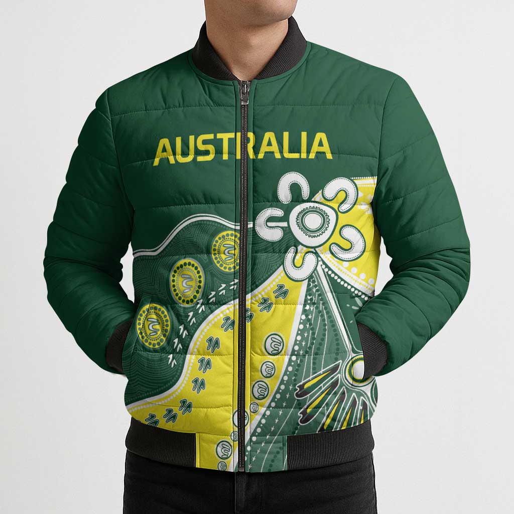 Custom Cricket Aussie Pride Bomber Puffer Jacket Indigenous Inspired - Aussie Hoodie
