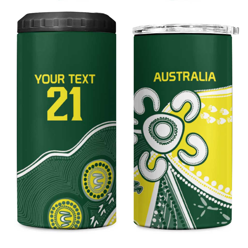 Custom Cricket Aussie Pride 4 in 1 Can Cooler Tumbler Indigenous Inspired - Aussie Hoodie