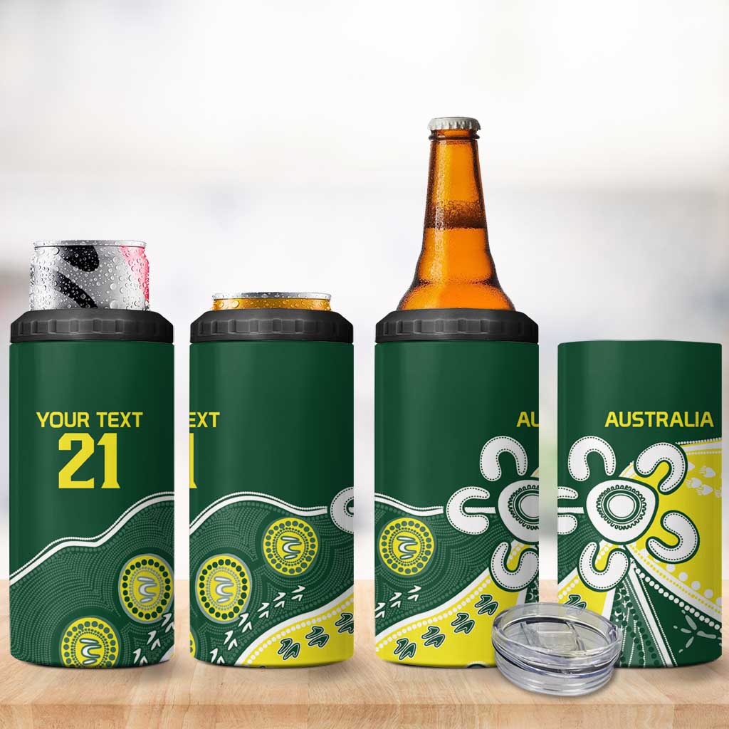 Custom Cricket Aussie Pride 4 in 1 Can Cooler Tumbler Indigenous Inspired - Aussie Hoodie