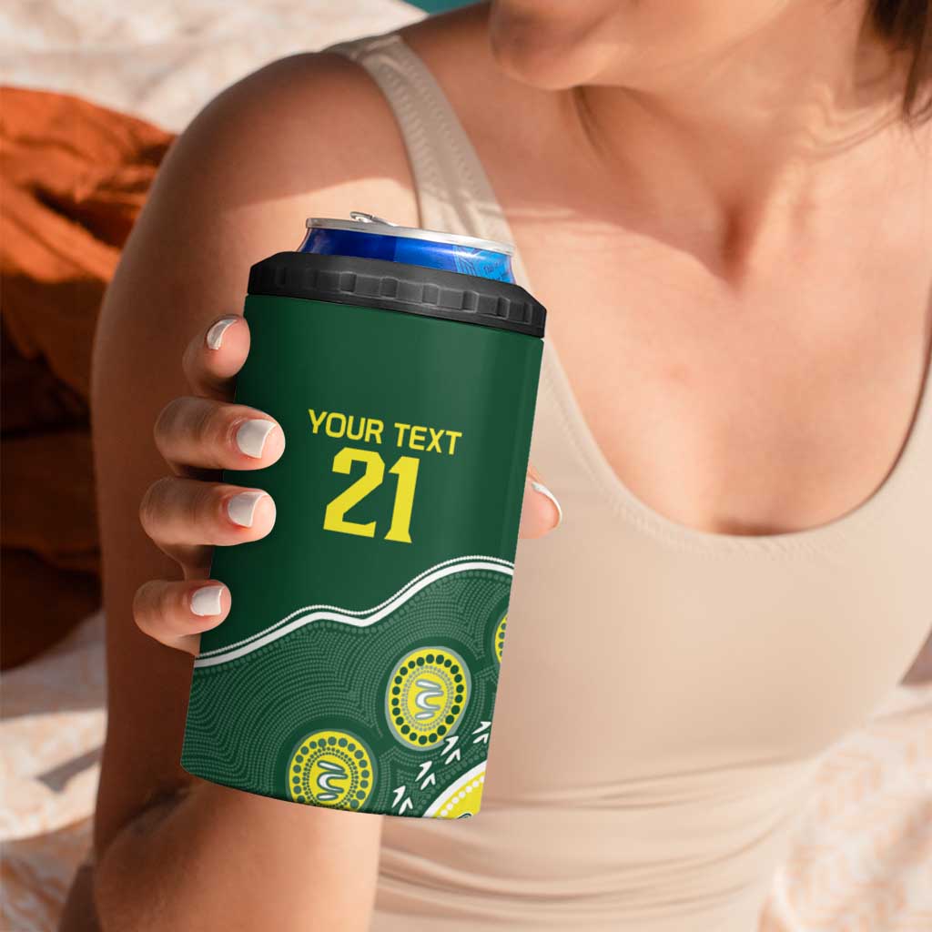 Custom Cricket Aussie Pride 4 in 1 Can Cooler Tumbler Indigenous Inspired - Aussie Hoodie