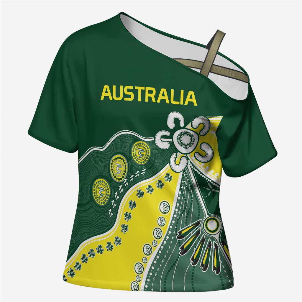 Custom Cricket Aussie Pride Cross Shoulder Shirt Indigenous Inspired - Aussie Hoodie