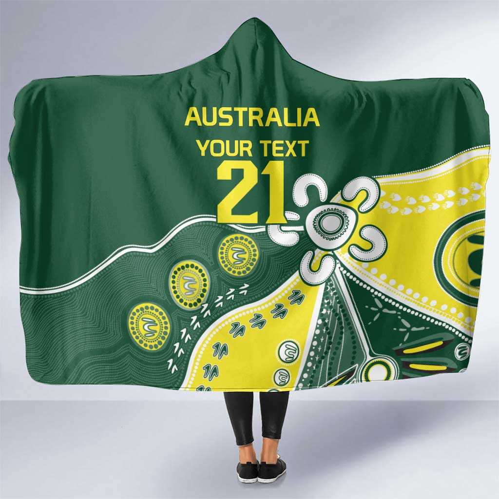 Custom Cricket Aussie Pride Hooded Blanket Indigenous Inspired - Aussie Hoodie