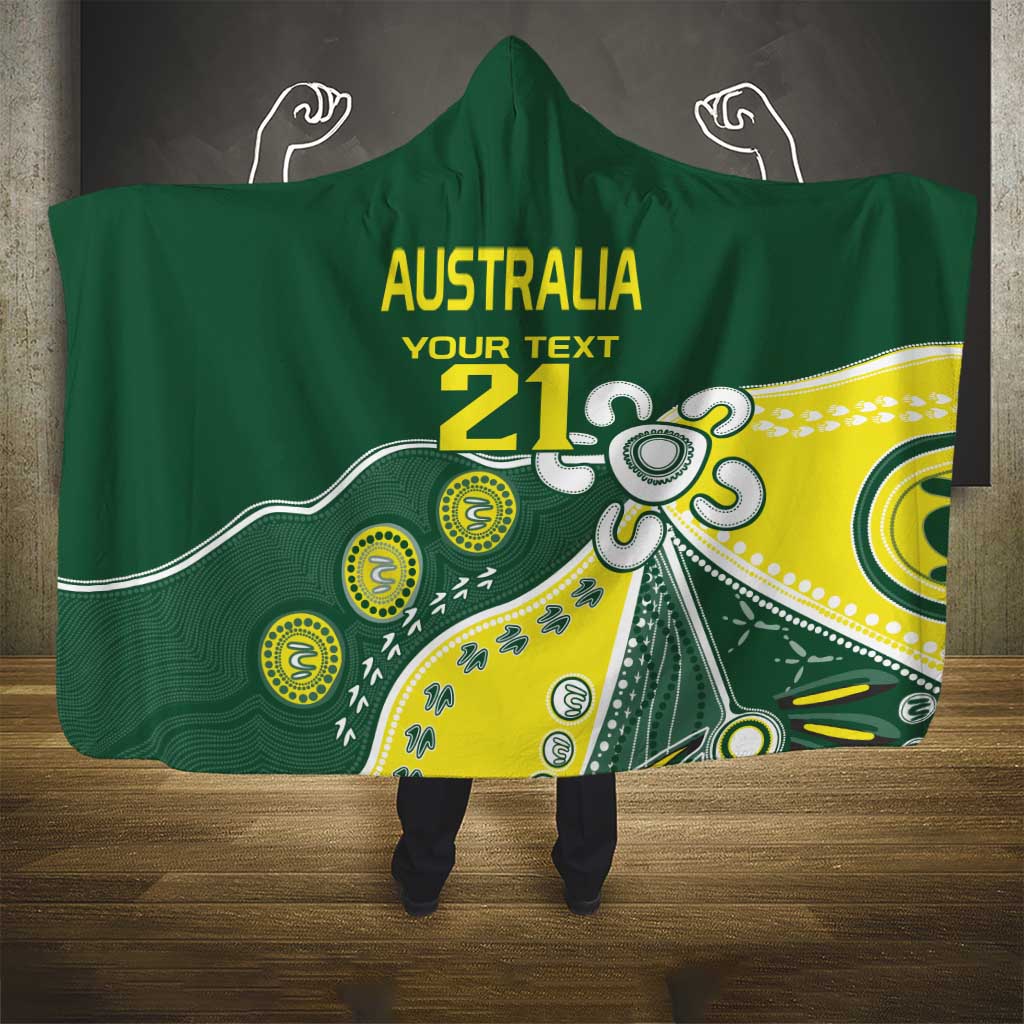 Custom Cricket Aussie Pride Hooded Blanket Indigenous Inspired - Aussie Hoodie