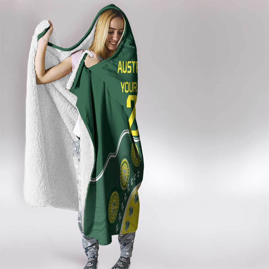 Custom Cricket Aussie Pride Hooded Blanket Indigenous Inspired - Aussie Hoodie