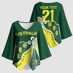 Custom Cricket Aussie Pride Kimono Sleeve Blouse Indigenous Inspired - Aussie Hoodie