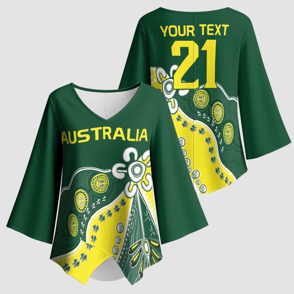 Custom Cricket Aussie Pride Kimono Sleeve Blouse Indigenous Inspired - Aussie Hoodie