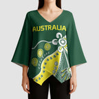Custom Cricket Aussie Pride Kimono Sleeve Blouse Indigenous Inspired - Aussie Hoodie