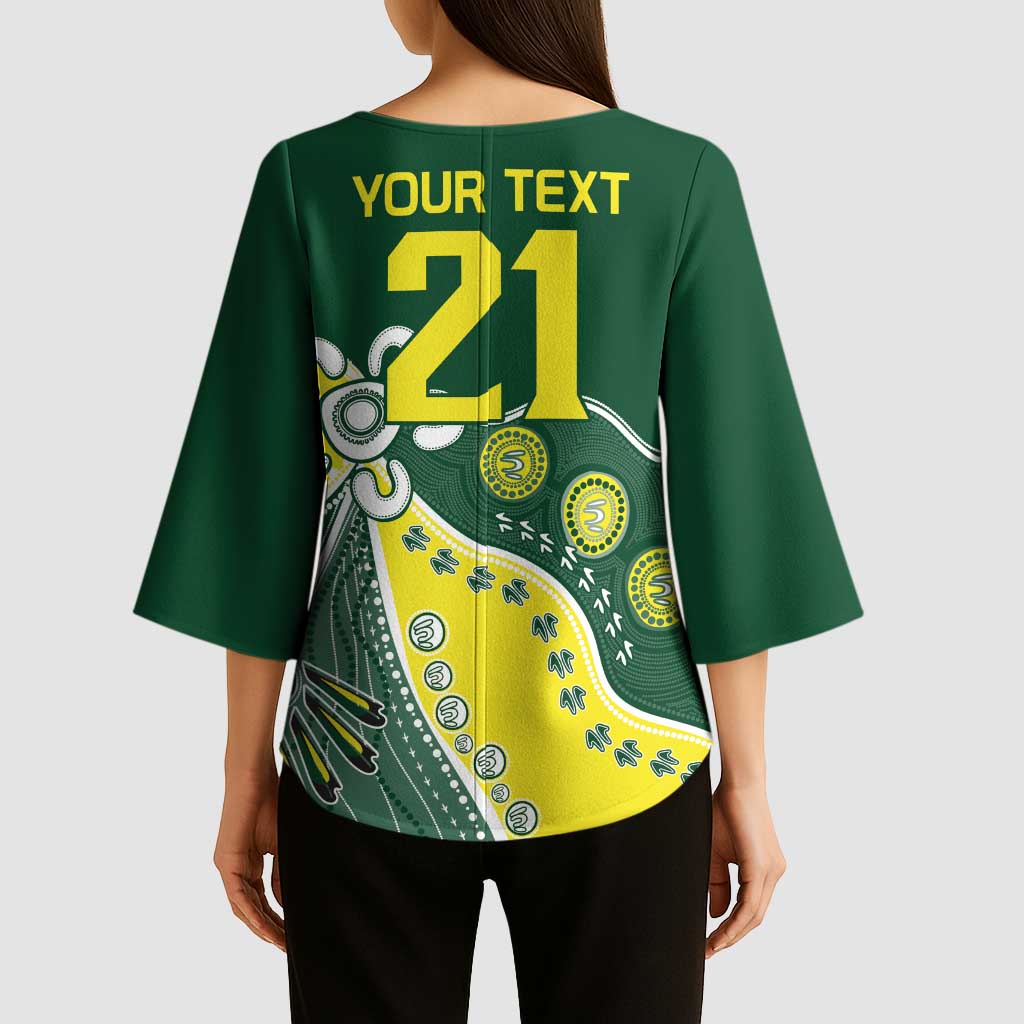 Custom Cricket Aussie Pride Kimono Sleeve Blouse Indigenous Inspired - Aussie Hoodie