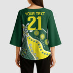 Custom Cricket Aussie Pride Kimono Sleeve Blouse Indigenous Inspired - Aussie Hoodie