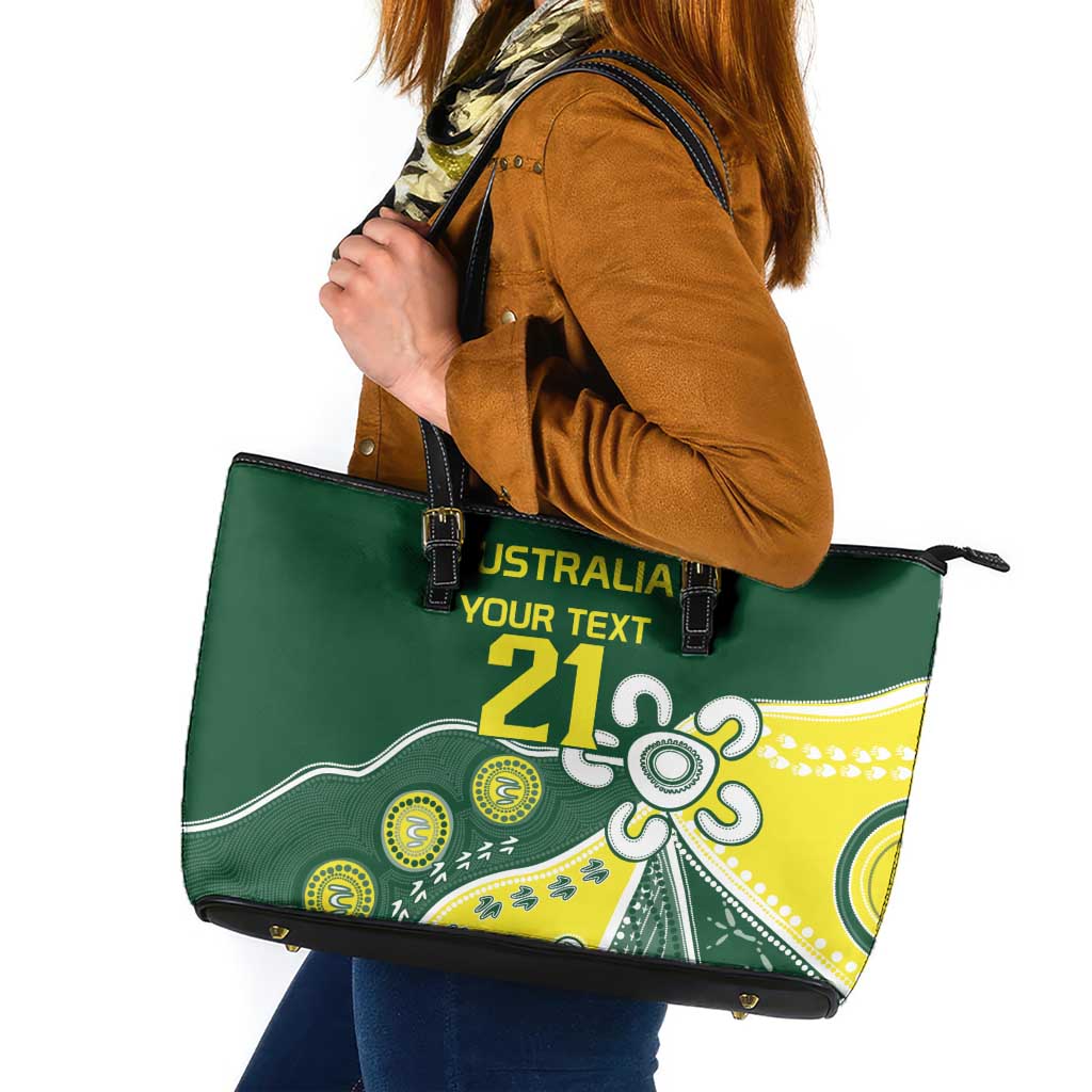 Custom Cricket Aussie Pride Leather Tote Bag Indigenous Inspired - Aussie Hoodie