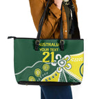 Custom Cricket Aussie Pride Leather Tote Bag Indigenous Inspired - Aussie Hoodie