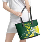 Custom Cricket Aussie Pride Leather Tote Bag Indigenous Inspired - Aussie Hoodie
