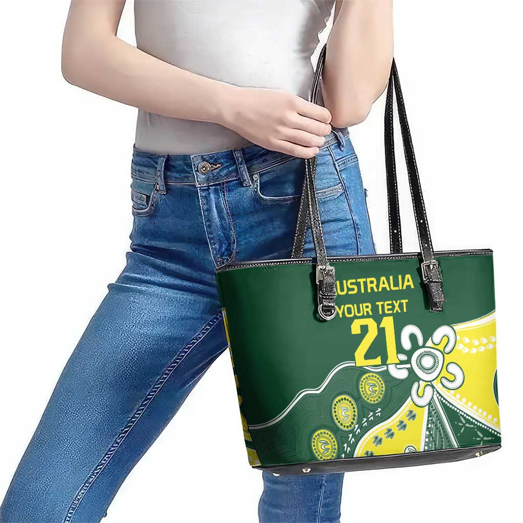 Custom Cricket Aussie Pride Leather Tote Bag Indigenous Inspired - Aussie Hoodie