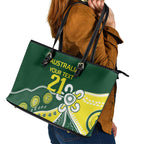 Custom Cricket Aussie Pride Leather Tote Bag Indigenous Inspired - Aussie Hoodie