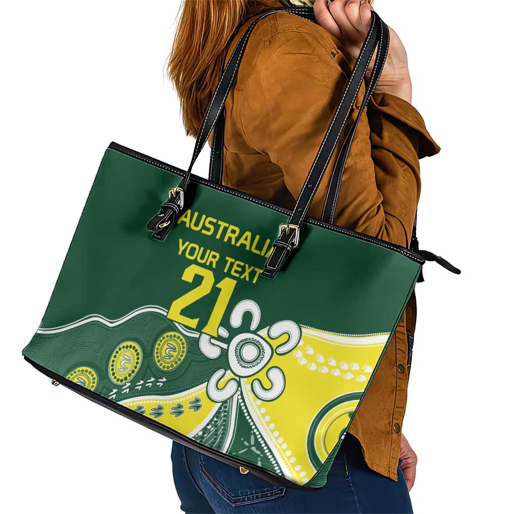 Custom Cricket Aussie Pride Leather Tote Bag Indigenous Inspired - Aussie Hoodie