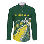 Custom Cricket Aussie Pride Long Sleeve Button Shirt Indigenous Inspired - Aussie Hoodie