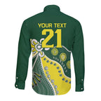 Custom Cricket Aussie Pride Long Sleeve Button Shirt Indigenous Inspired - Aussie Hoodie