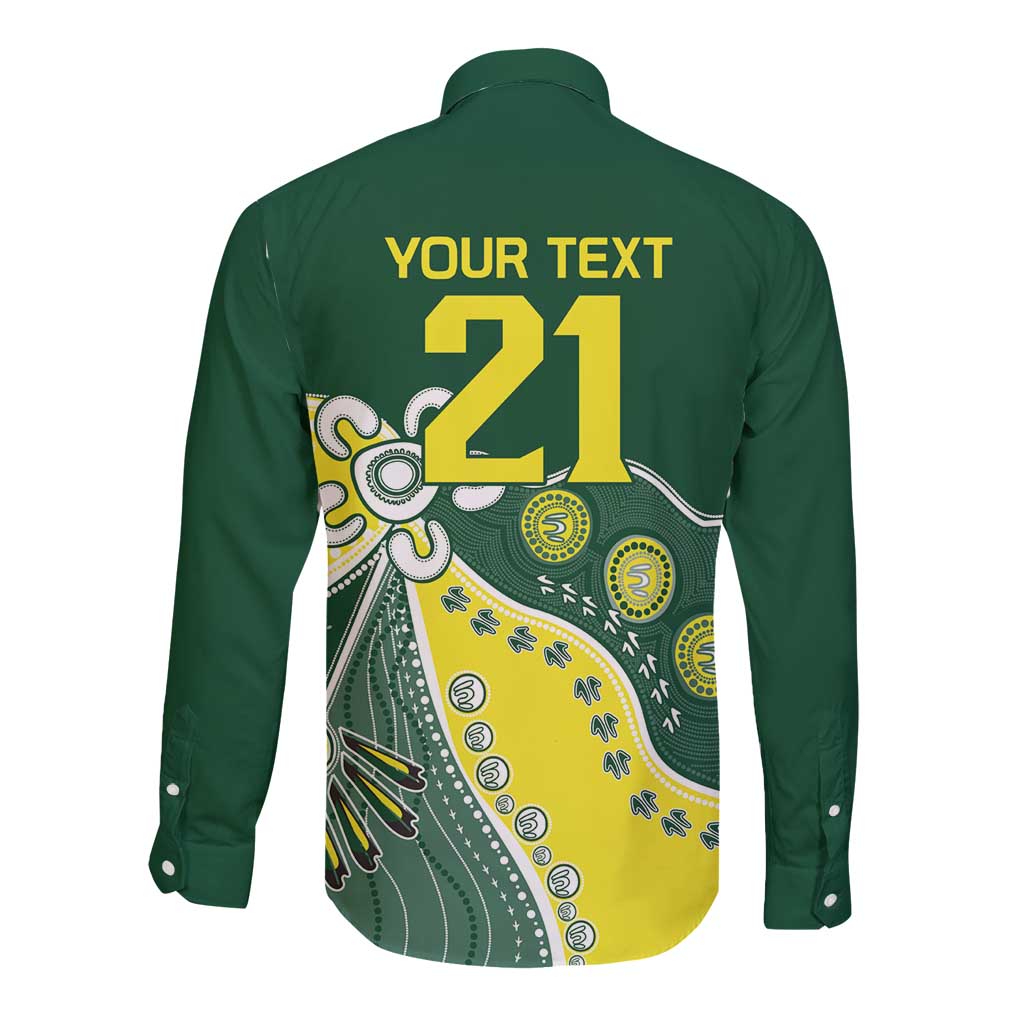 Custom Cricket Aussie Pride Long Sleeve Button Shirt Indigenous Inspired - Aussie Hoodie