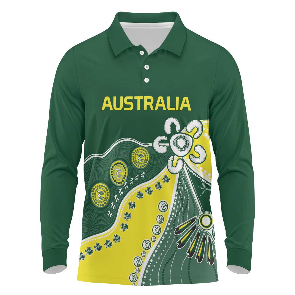 Custom Cricket Aussie Pride Long Sleeve Polo Shirt Indigenous Inspired - Aussie Hoodie
