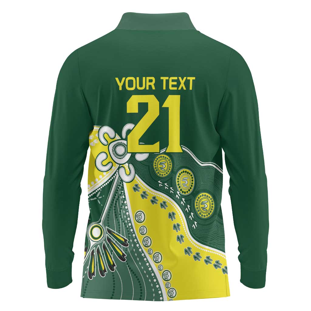 Custom Cricket Aussie Pride Long Sleeve Polo Shirt Indigenous Inspired - Aussie Hoodie