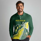 Custom Cricket Aussie Pride Long Sleeve Polo Shirt Indigenous Inspired - Aussie Hoodie