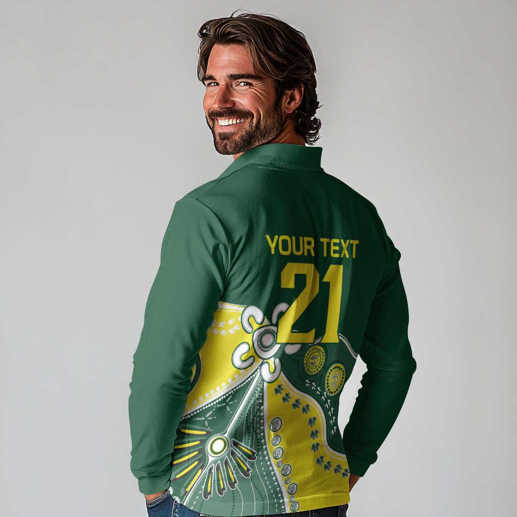 Custom Cricket Aussie Pride Long Sleeve Polo Shirt Indigenous Inspired - Aussie Hoodie