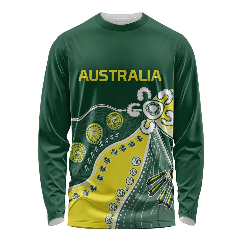 Custom Cricket Aussie Pride Long Sleeve Shirt Indigenous Inspired - Aussie Hoodie
