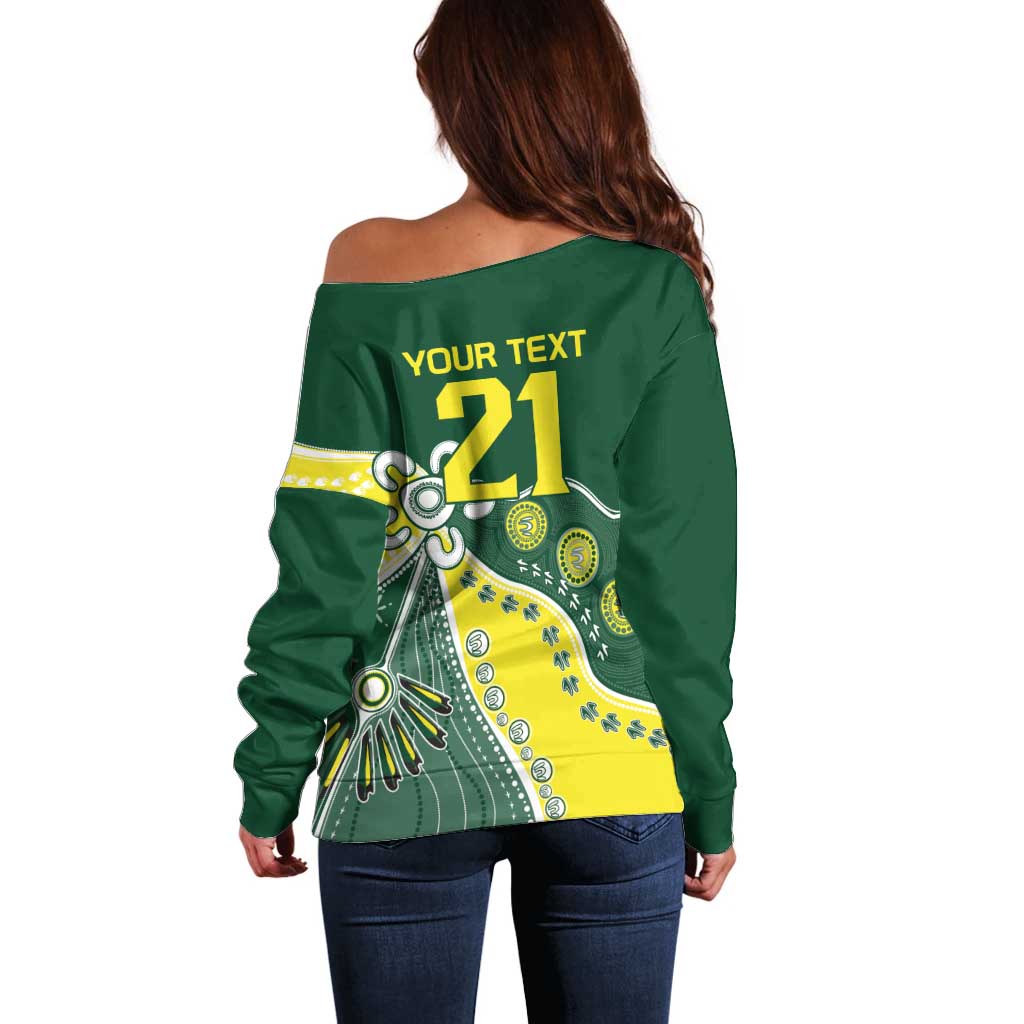 Custom Cricket Aussie Pride Off Shoulder Sweater Indigenous Inspired - Aussie Hoodie