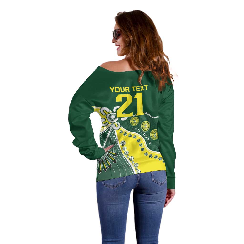 Custom Cricket Aussie Pride Off Shoulder Sweater Indigenous Inspired - Aussie Hoodie