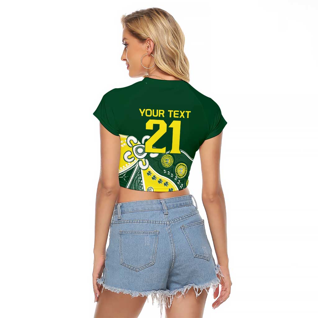 Custom Cricket Aussie Pride Raglan Cropped T Shirt Indigenous Inspired - Aussie Hoodie