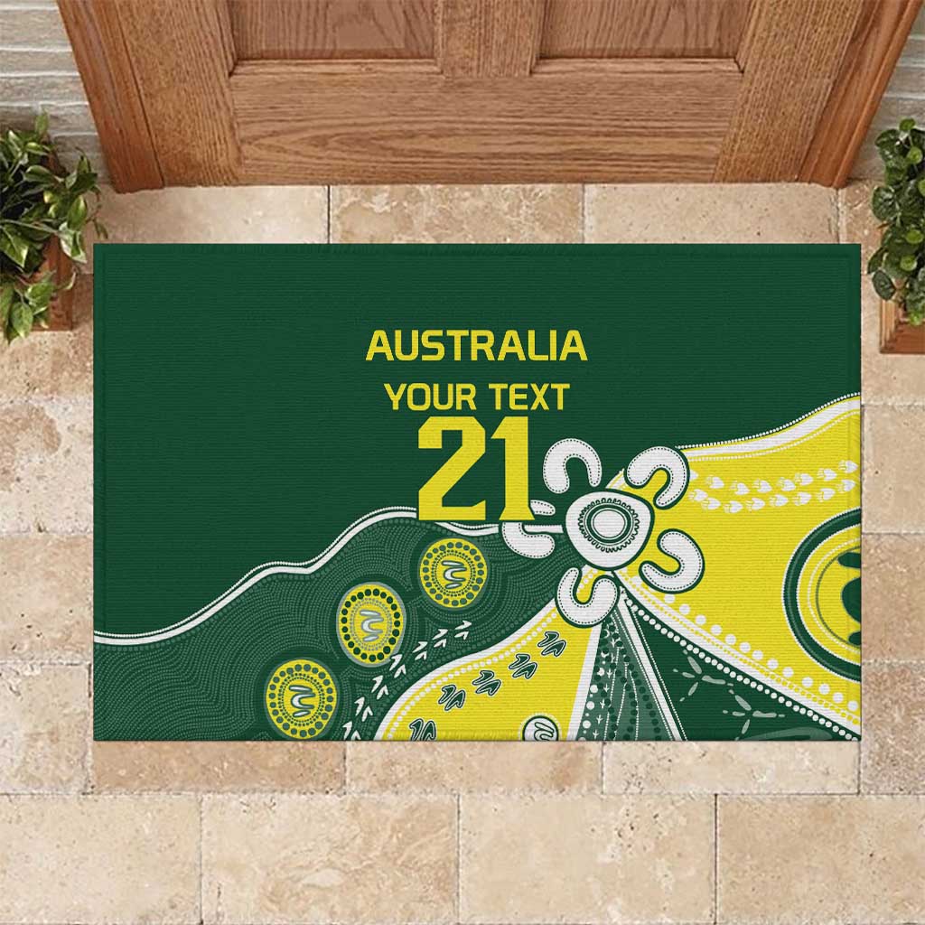 Custom Cricket Aussie Pride Rubber Doormat Indigenous Inspired - Aussie Hoodie