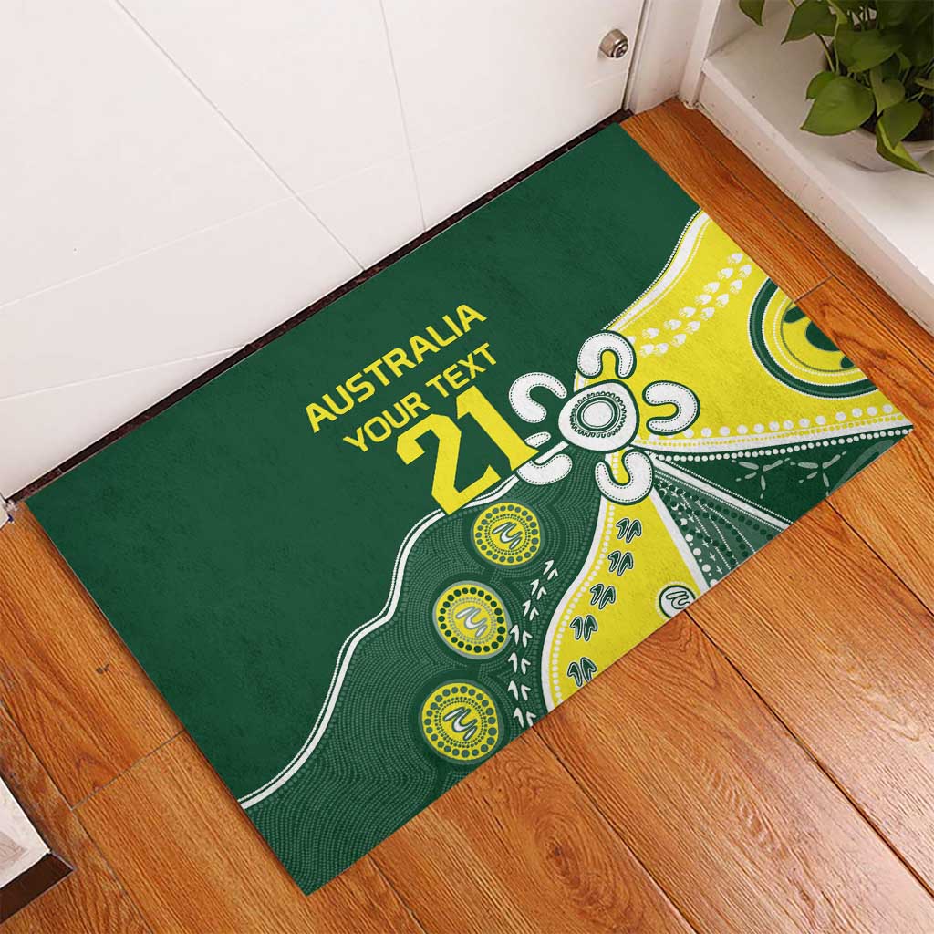 Custom Cricket Aussie Pride Rubber Doormat Indigenous Inspired - Aussie Hoodie