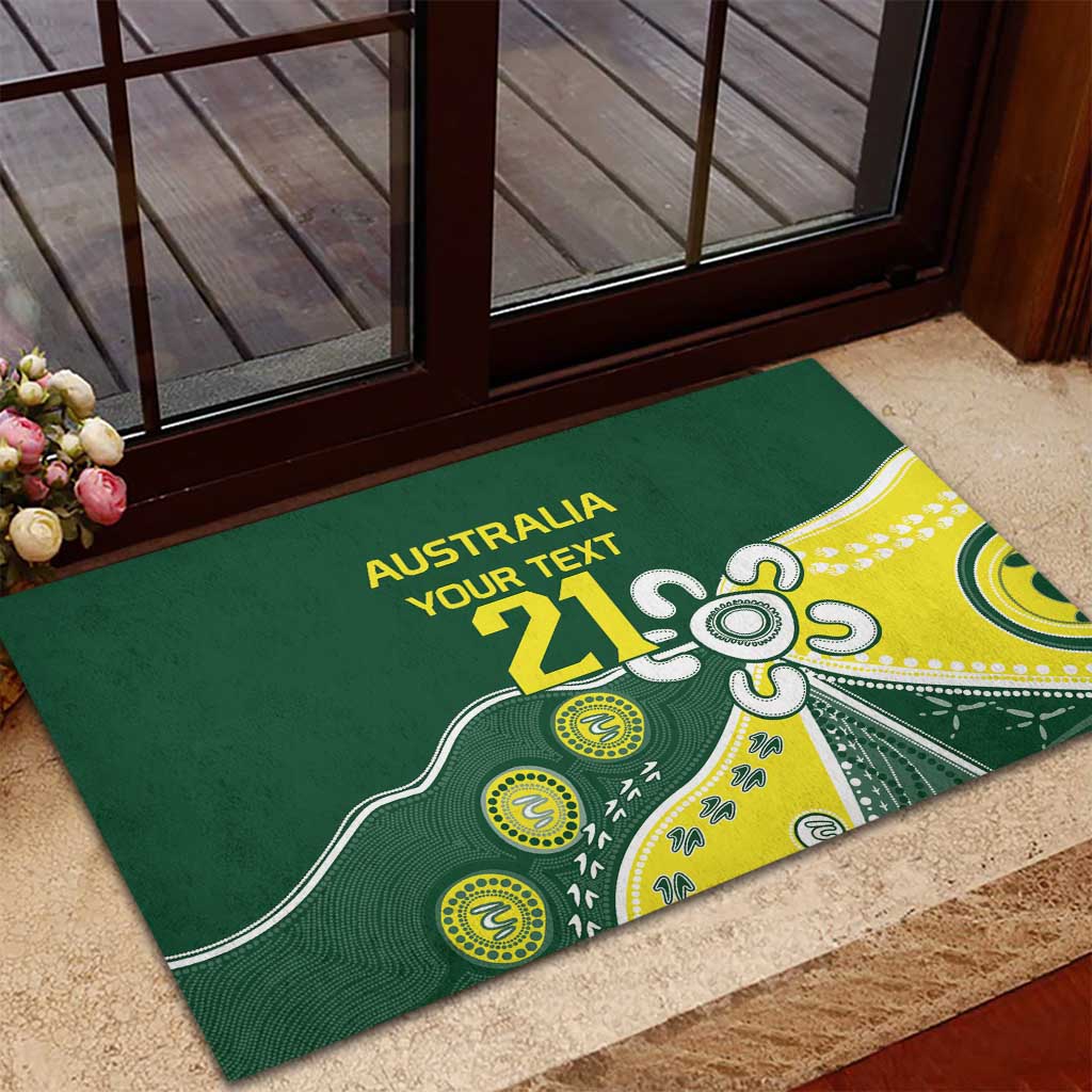 Custom Cricket Aussie Pride Rubber Doormat Indigenous Inspired - Aussie Hoodie