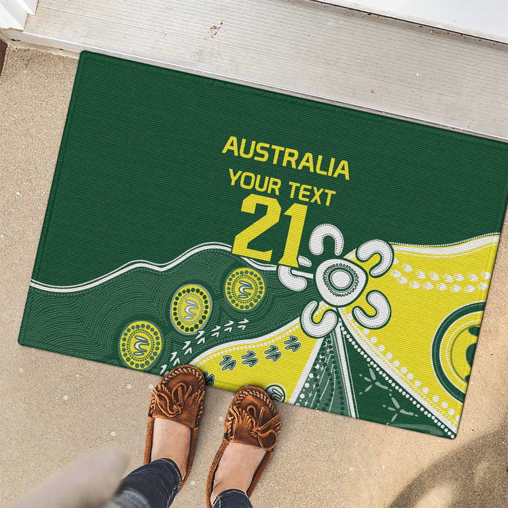 Custom Cricket Aussie Pride Rubber Doormat Indigenous Inspired - Aussie Hoodie