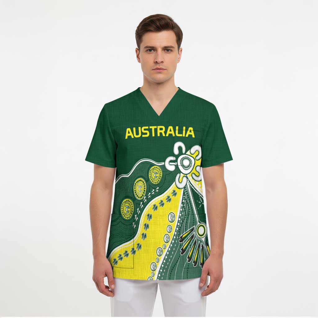 Custom Cricket Aussie Pride Scrub Top Indigenous Inspired - Aussie Hoodie