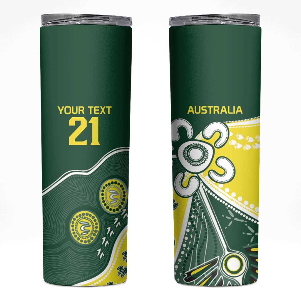 Custom Cricket Aussie Pride Skinny Tumbler Indigenous Inspired - Aussie Hoodie